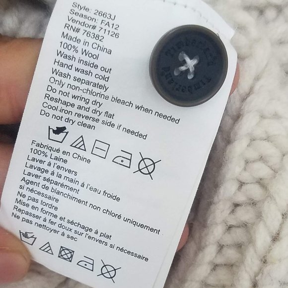 Timberland | 100% Wool Cable Knit Cream Dad Sweater Cowl Neck - Picture 4 of 4